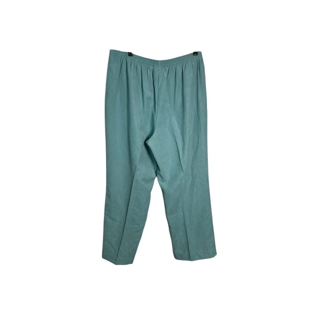 Alfred Dunner Elastic Waist Pants Trousers Comfort Fit‎ Teal Green Size 16